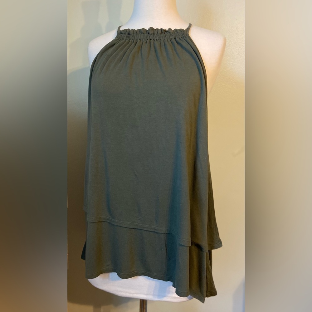 Anne talylor loft cotton high neck tank top. Army green
